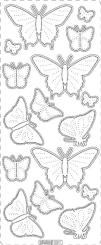 Stickerbogen Schmetterling 100 x 230mm Glittersilber Glittersilber