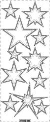 Stickerbogen Sterne 100 x 230mm trans.Silber trans.Silber