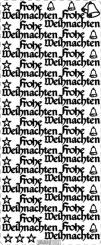 Stickerbogen Text: Frohe Weihnachten Gothic 100x230mm Gold Gold