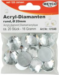 Strasssteine Acryl-Diamanten flach- Ø 20mm, ca. 20 Stk. kristall 