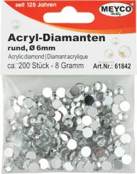 Strasssteine Acryl-Diamanten flach- Ø 6mm, ca. 200 Stk. kristall 