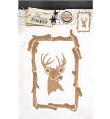 Studio Lights Stanz- und Prägeschablone Frozen Forest Nr.18 Rentier Rahmen 