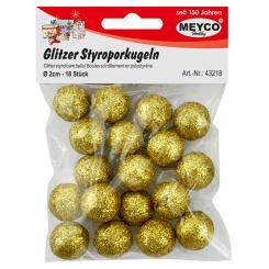 Styropor Kugeln Glitzer Gold 20mm - 18 Stück 