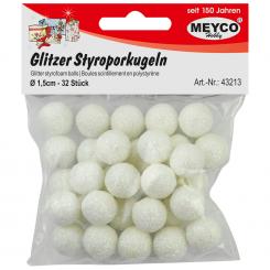 Styropor Kugeln Glitzer Weiß Iris/ Irisierend 15mm - 32 Stück 