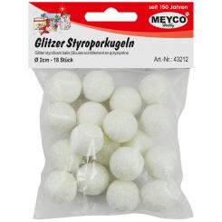Styropor Kugeln Glitzer Weiß Iris/ Irisierend 20mm - 18 Stück 
