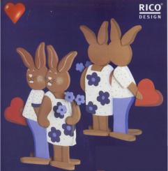 Süßes Holz Hasenpaar stehend Natur 39,5x32x10,5cm 