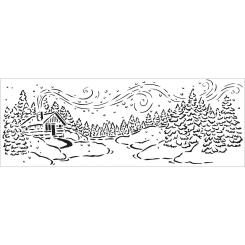 The Crafter'S Workshop • Rustic sign stencil 41,91x15,2cm - Schneelandschaft 