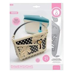 Tonic Studios Dimensions Stanzschablone 21tlg. - Luxury Clutch Trellis of Hearts Handtasche 