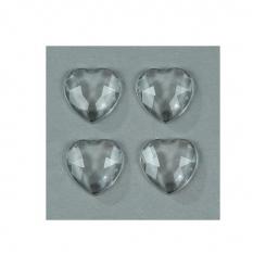 Tulip durchsichtige Textil Schmucksteine Herz 15 mm   / 12 Stk 