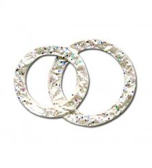 Wachsdekor Eheringe glitter - weiß perlmutt 38x27mm 