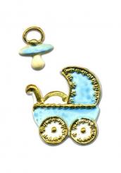 Wachsdekor Kinderwagen u. Schnuller, hellblau / Set 