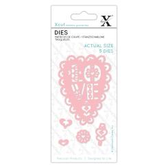 Docrafts Xcut Stanzschablonen (5Stk) - Herz Love 