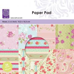 cart-us Karton Paper pad roses 15,2x15,2cm/ 24 Bögen 