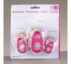 efco Design Stanzer Set Gänseblümchen ~1,6 cm / 2,5 cm / 3,8 cm 