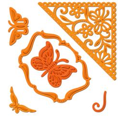 Spellbinders Stanz- & Prägeschablone Samantha Walker Butterfly Corners 6 Stanzer 