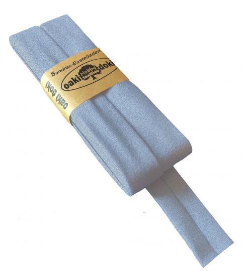 Oaki Doki Schrägband / Einfassband Tricot de Luxe Jersey gefalzt 3m x 20mm 060-Meliert Blau