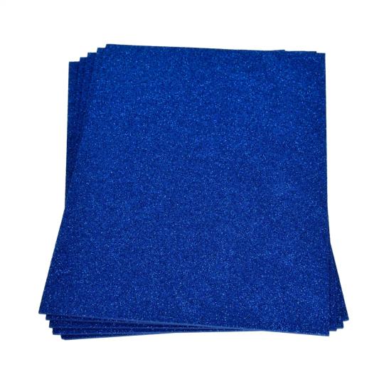Moosgummiplatte mit Glitter 200x300x 2mm, 1 Stk. blau