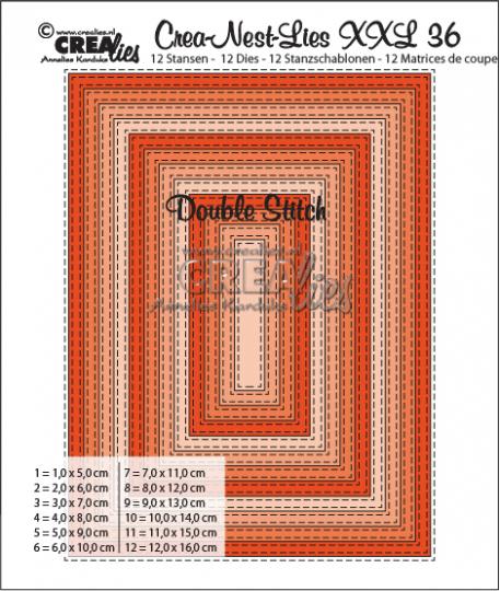 Crealies Crea-Nest-Lies XXL no. 36 Double Stitch Stanzschablone Rechteck 