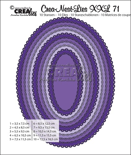 Crealies Crea-Nest-Lies XXL no. 71 Stanzschablone Oval mit offenen Halbkreisen 