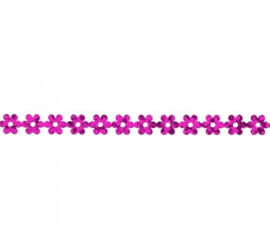 Paillettenband Herzen /Sterne 6mm/5m Blüten lila/pink holo