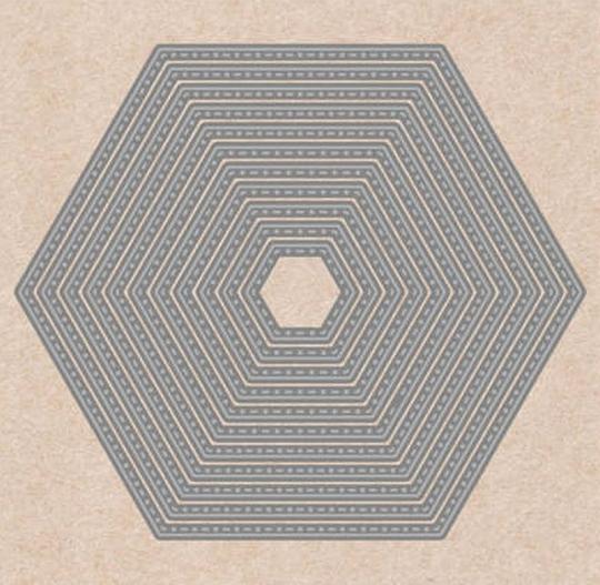 Sandras XL Stanzschablone 11tlg - Stich & Dots - Hexagon 