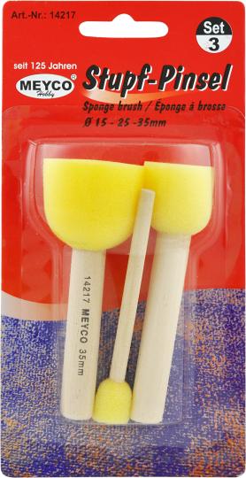 3 Stupfpinsel / Schwammpinsel rund 