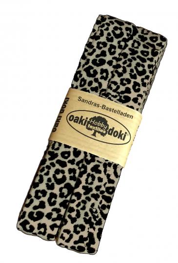 Oaki Doki Schrägband / Einfassband Tricot de Luxe Jersey gefalzt 3m x 20mm 3009-Leopard Sand