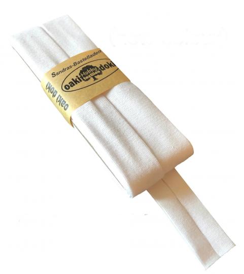 Oaki Doki Schrägband / Einfassband Tricot de Luxe Jersey gefalzt 3m x 20mm 310-Off White