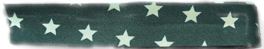 Schrägband / Einfassband Baumwolle mit Muster gefalzt 2m x 20mm 1429-Sterne Petrol Grün