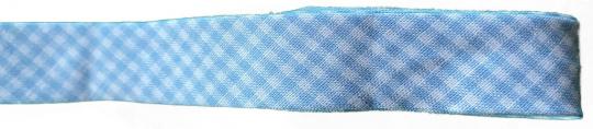 Schrägband / Einfassband Baumwolle mit Muster gefalzt 2m x 20mm 1231-Vichy / Kariert Blau-Weiß