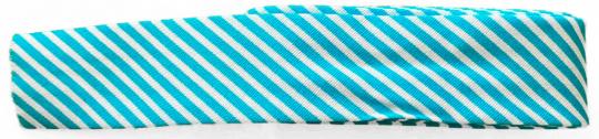 Schrägband / Einfassband Baumwolle mit Muster gefalzt 2m x 20mm 1609-Streifen Türkis-Weiß
