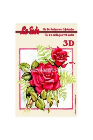 3D Mini-Pocket-Buch, 12x8 cm, "Rosen I" 