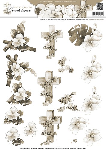3D Schneidebogen - Precious Marieke - Kondolenz - Sympathy Blumen Sepia 