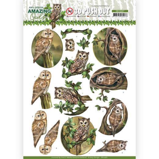 3D-Stanzbogen - Amy Design - Amazing Owls - Wald Eule 