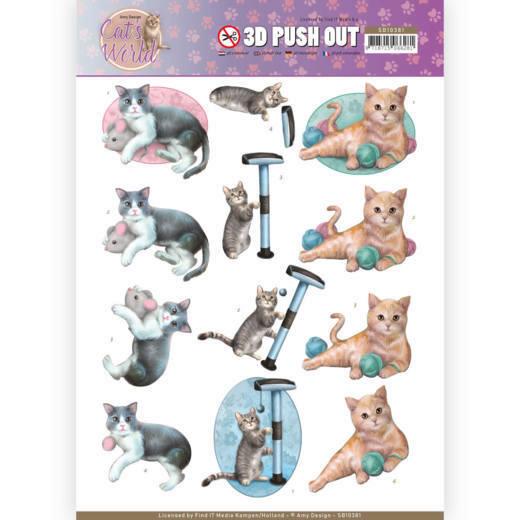 3D-Stanzbogen - Amy Design - Cats World - Spielende Katzen 