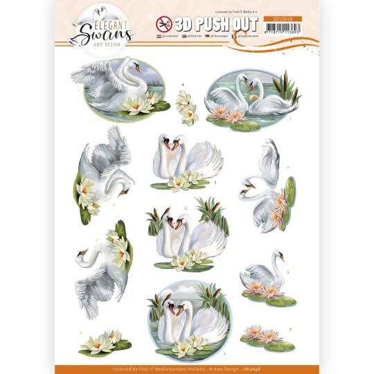3D-Stanzbogen - Amy Design - Elegant Swans - Liebes Schwäne 