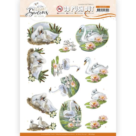 3D-Stanzbogen - Amy Design - Elegant Swans - Schwan Familie 