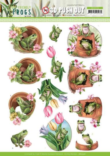 3D-Stanzbogen - Amy Design - Friendly Frogs - Blumen Frosch 