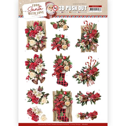 3D-Stanzbogen - Amy Design - From Santa with Love - Rote Schleife 