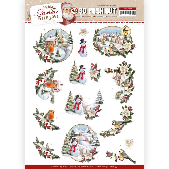 3D-Stanzbogen - Amy Design - From Santa with Love - Schneemann 