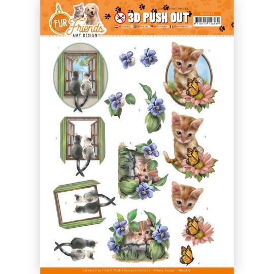 3D-Stanzbogen - Amy Design - Fur Friends - Katze im Fenster 