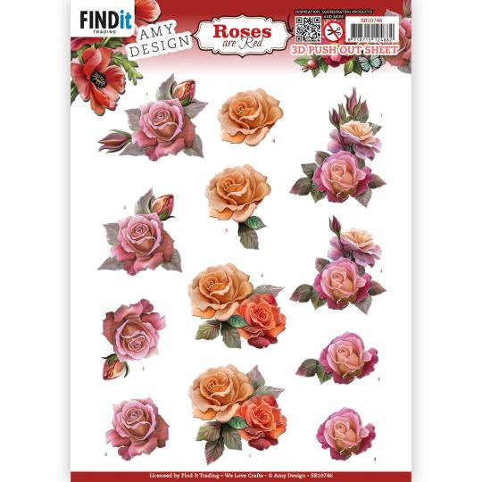 3D-Stanzbogen - Amy Design - Roses Are Red - Pinke Rosen 
