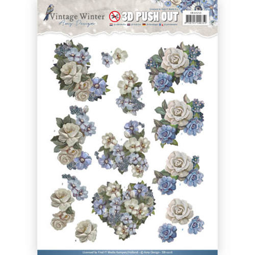 3D-Stanzbogen - Amy Design -Vintage Winter - Winter Blumen 