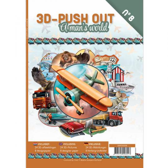 3D Stanzbogen Buch A4 A man's world Nr.8 - 24 3D Motiv & 8 Hintergrundpapiere 