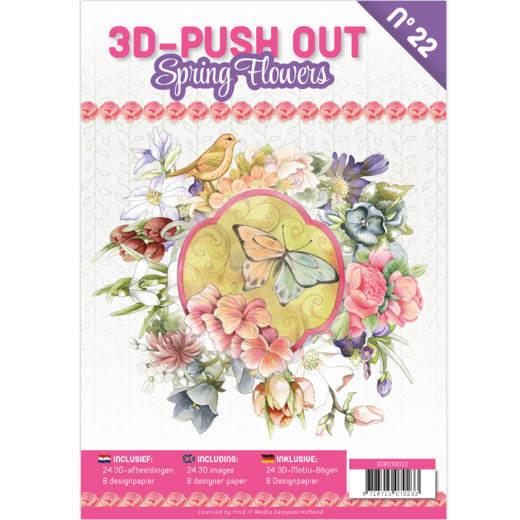 3D Stanzbogen Buch A4 Frühlings Blumen Nr. 22 - 24 3D Motiv & 8 Hintergrundpapiere 