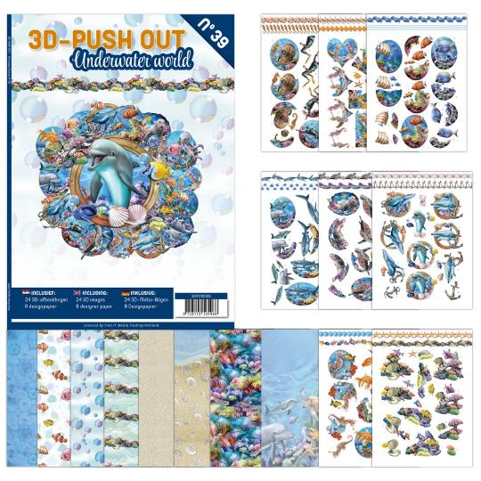 3D Stanzbogen Buch A4 Unterwasser Nr. 39 - 24 3D Motiv & 8 Hintergrundpapiere 