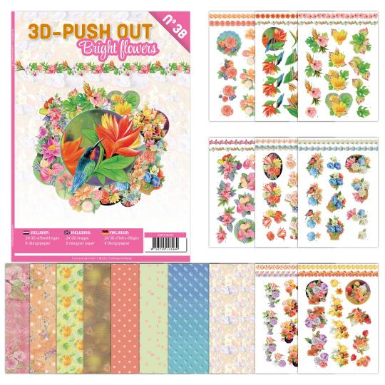 3D Stanzbogen Buch A4 Urban Blumen Nr. 38 - 24 3D Motiv & 8 Hintergrundpapiere 