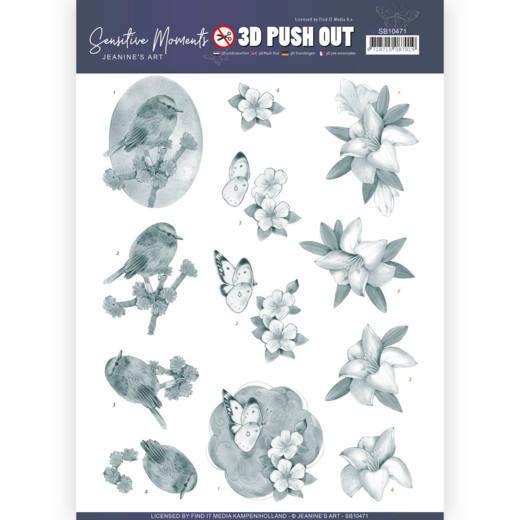 3D-Stanzbogen - Jeanines Art - Sensitive Moments - Graue Lillie 