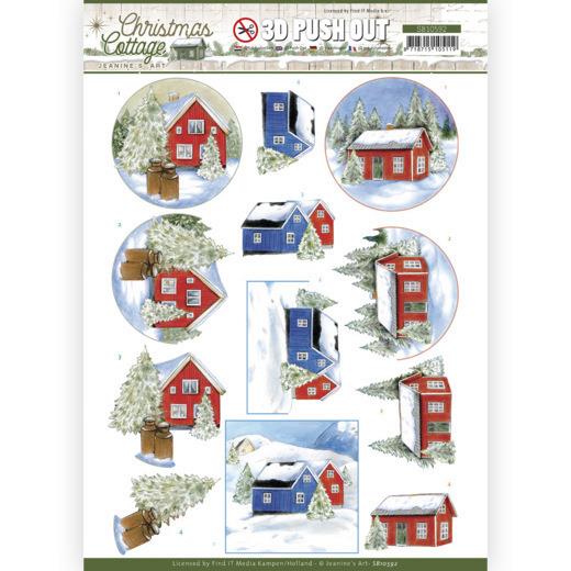 3D-Stanzbogen - Jeaninnes Art - Christmas Cottage - Winter Haus 