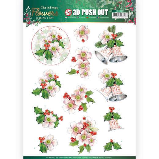 3D-Stanzbogen - Jeaninnes Art - Christmas Flowers - Pinke Weihnachtsblumen 
